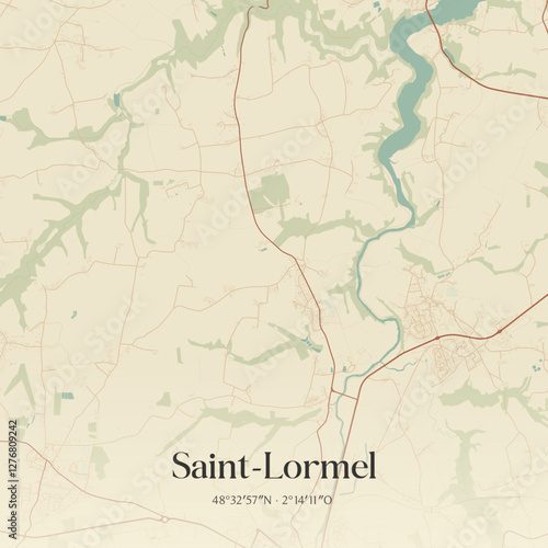 Vintage map of Saint-Lormel, France.