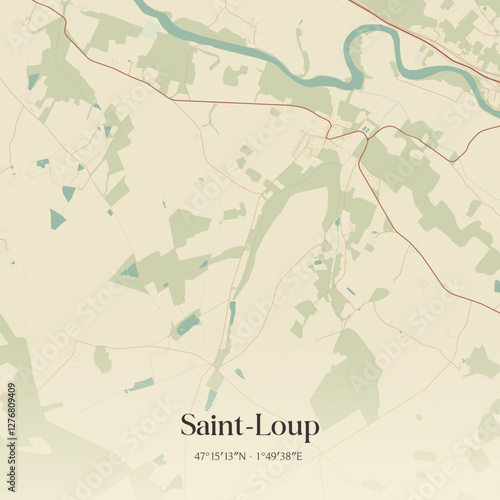 Vintage map of Saint-Loup, France.
