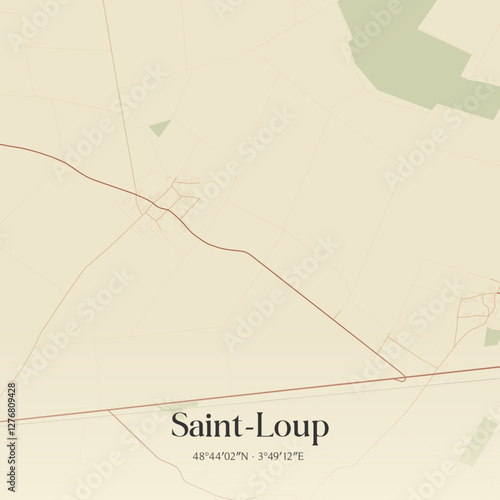 Vintage map of Saint-Loup, France.