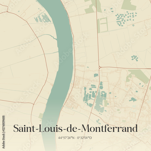 Vintage map of Saint-Louis-de-Montferrand, France.