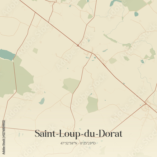 Vintage map of Saint-Loup-du-Dorat, France.