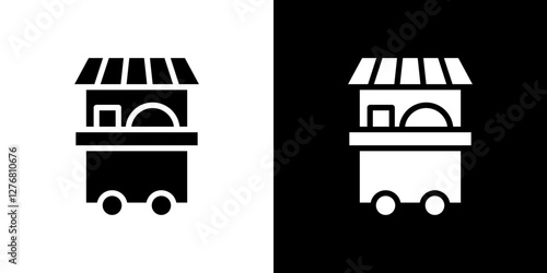 Stall icon set. vector illustrations in black and white flat solid style