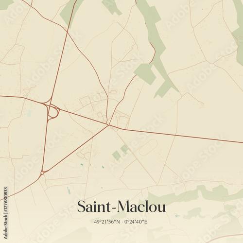 Vintage map of Saint-Maclou, France.