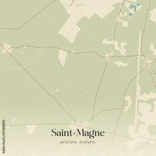 Vintage map of Saint-Magne, France.