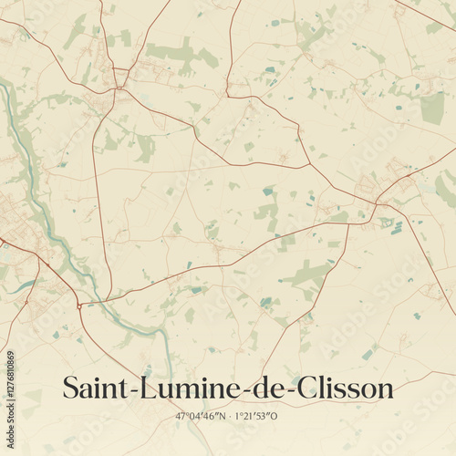 Vintage map of Saint-Lumine-de-Clisson, France.
