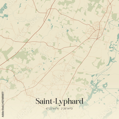 Vintage map of Saint-Lyphard, France.