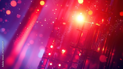 Abstract Colorful Lights and Bokeh Effects in a Futuristic Background