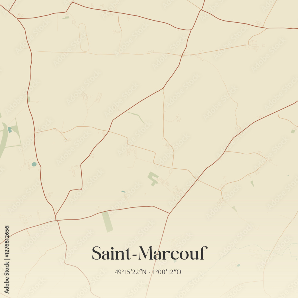 Obraz premium Vintage map of Saint-Marcouf, France.