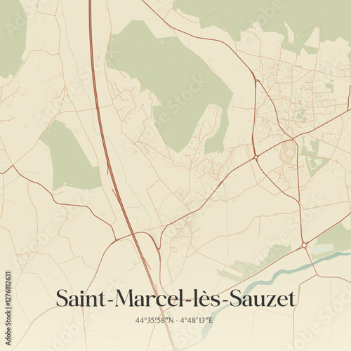 Vintage map of Saint-Marcel-lès-Sauzet, France.