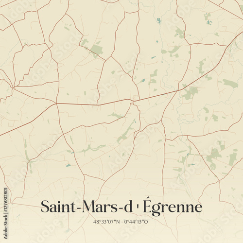 Vintage map of Saint-Mars-d'Égrenne, France.