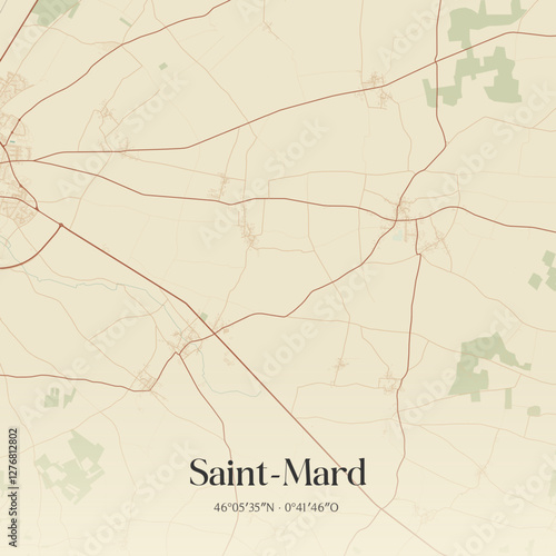Vintage map of Saint-Mard, France.