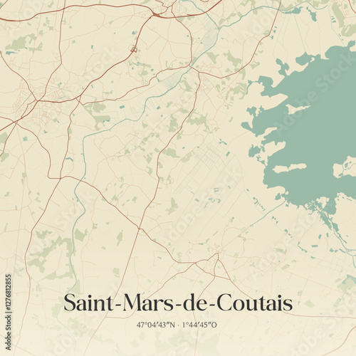 Vintage map of Saint-Mars-de-Coutais, France.