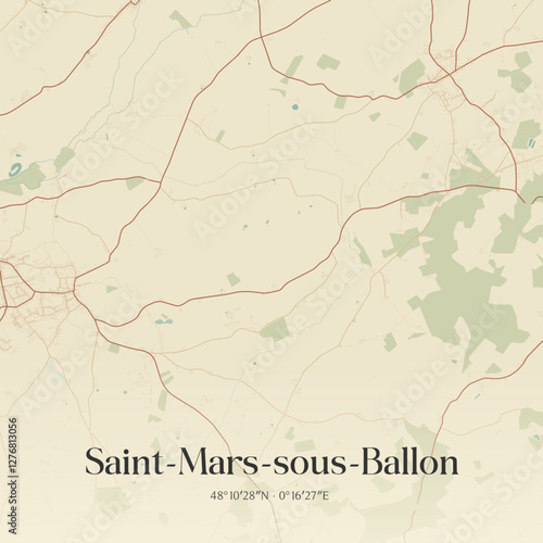 Vintage map of Saint-Mars-sous-Ballon, France.