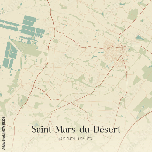 Vintage map of Saint-Mars-du-Désert, France.