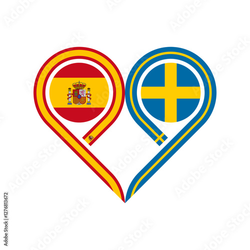 Free Download friendship concept. heart symbol icon of spain and sweden flags. vector illustration isolated on white background - GFXLoad