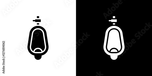 Urinal icon set. vector illustrations in black and white flat solid style