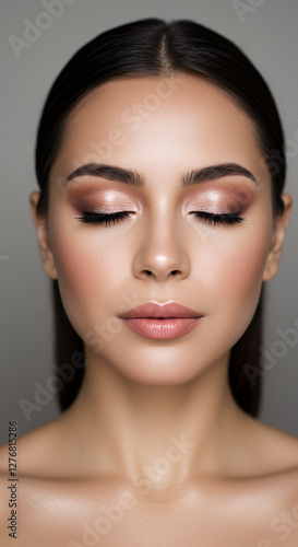 A photo of a woman with her eyes closed and a serene expression.