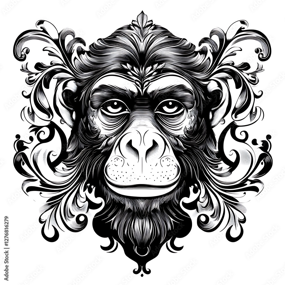 Obraz premium Ornate Chimpanzee Head Portrait