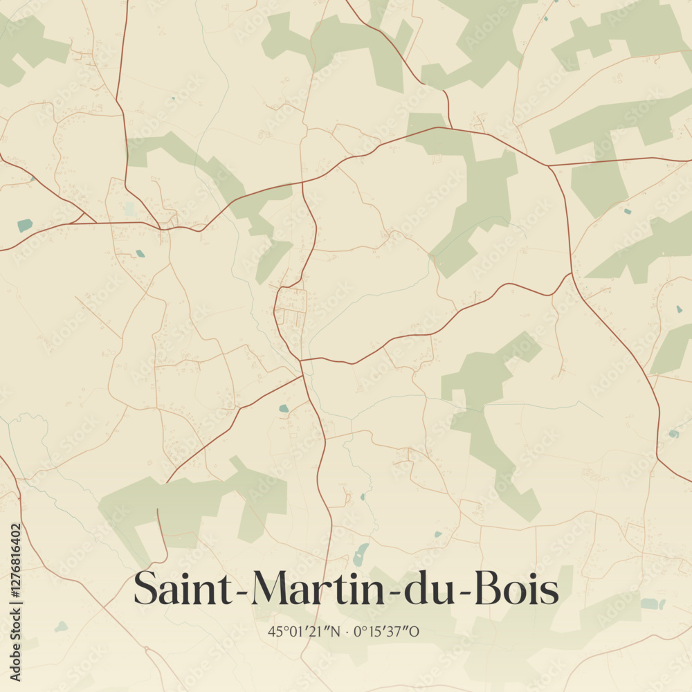 Fototapeta premium Vintage map of Saint-Martin-du-Bois, France.
