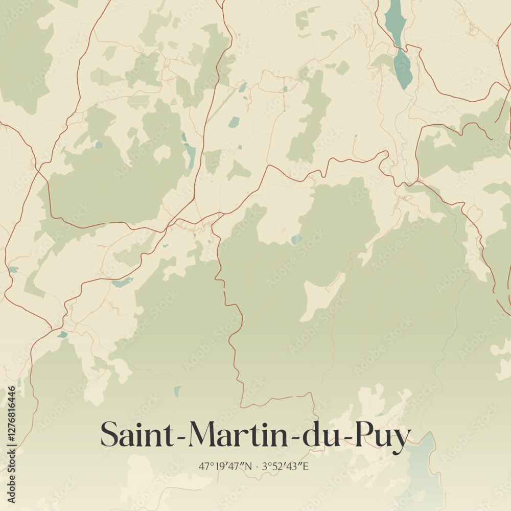 Obraz premium Vintage map of Saint-Martin-du-Puy, France.