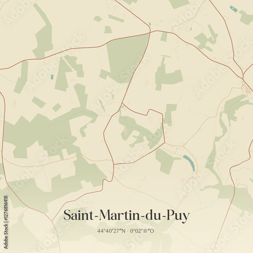 Vintage map of Saint-Martin-du-Puy, France.