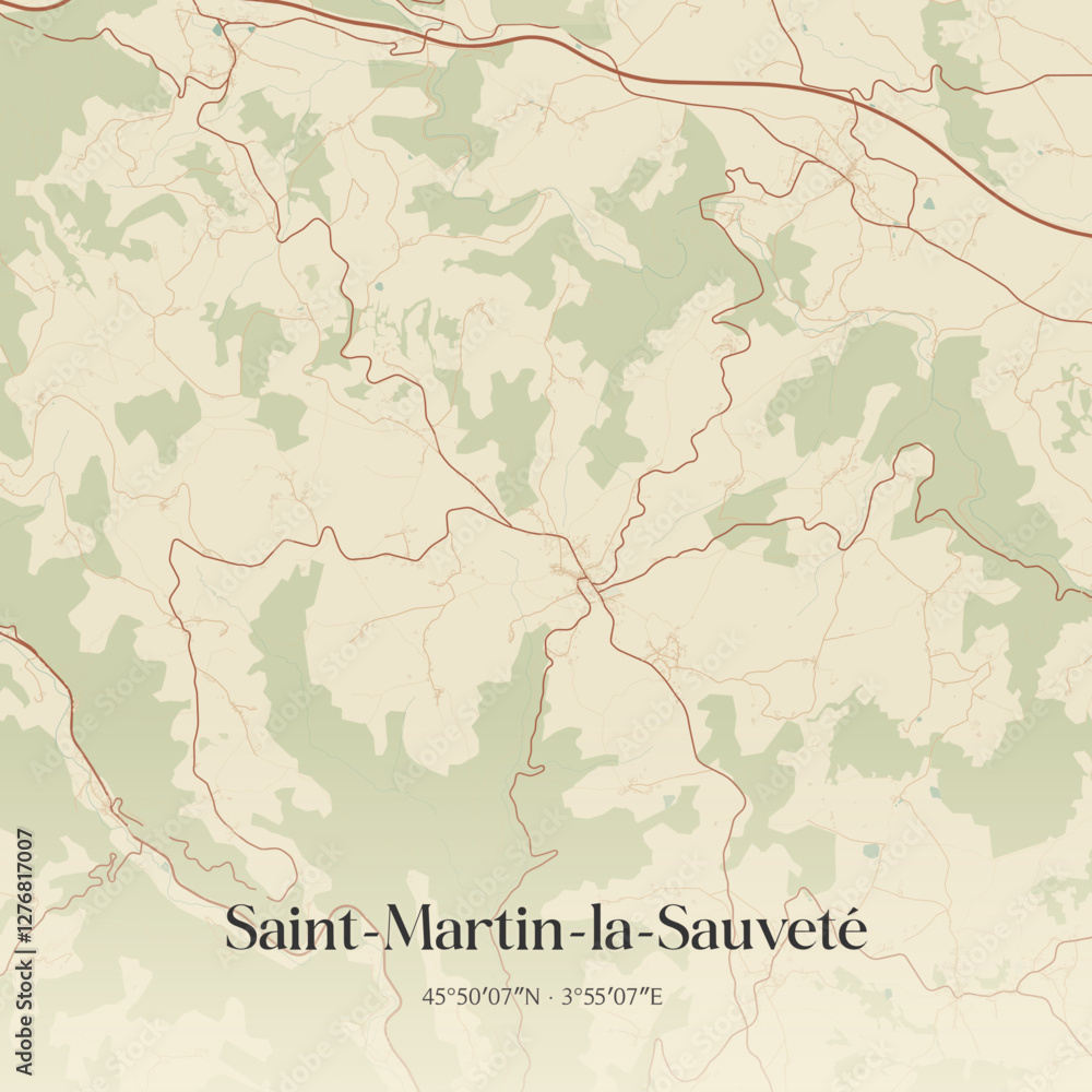 Obraz premium Vintage map of Saint-Martin-la-Sauveté, France.