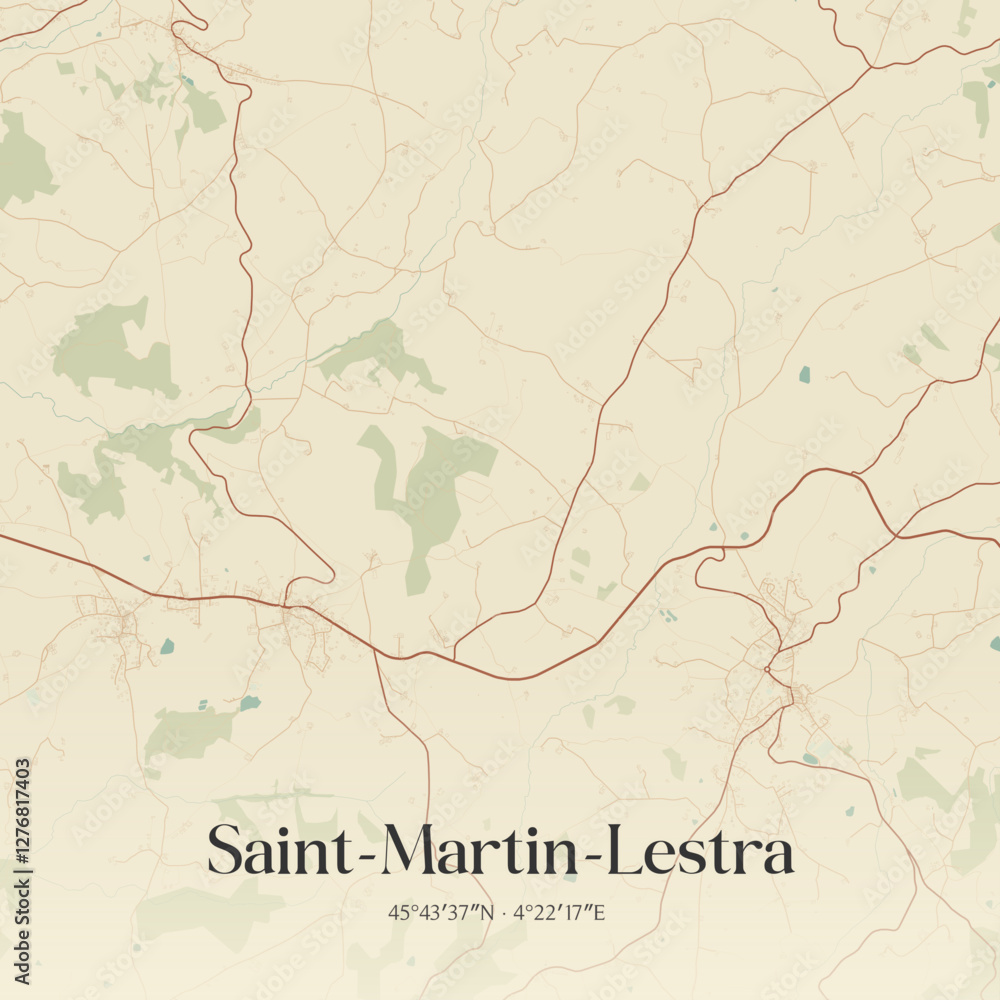 Obraz premium Vintage map of Saint-Martin-Lestra, France.