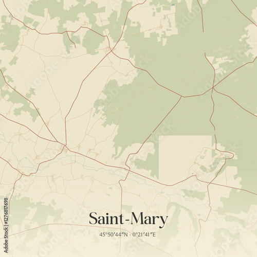 Vintage map of Saint-Mary, France.
