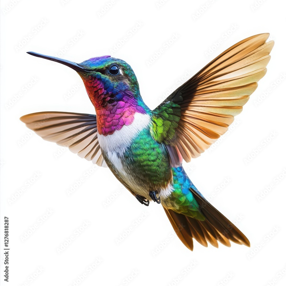 Fototapeta premium Colorful hummingbird isolated on white background