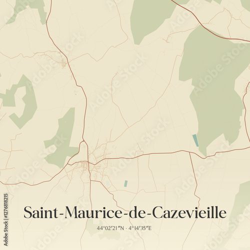 Vintage map of Saint-Maurice-de-Cazevieille, France.