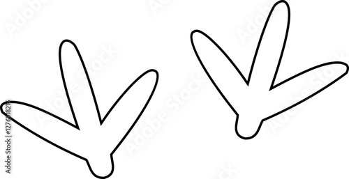 Cute chicken footprints outline.
little chick Footprints coloring page. 
Easter chick footprints.
Bird footprints.
flat stock vector.
Transparent background.