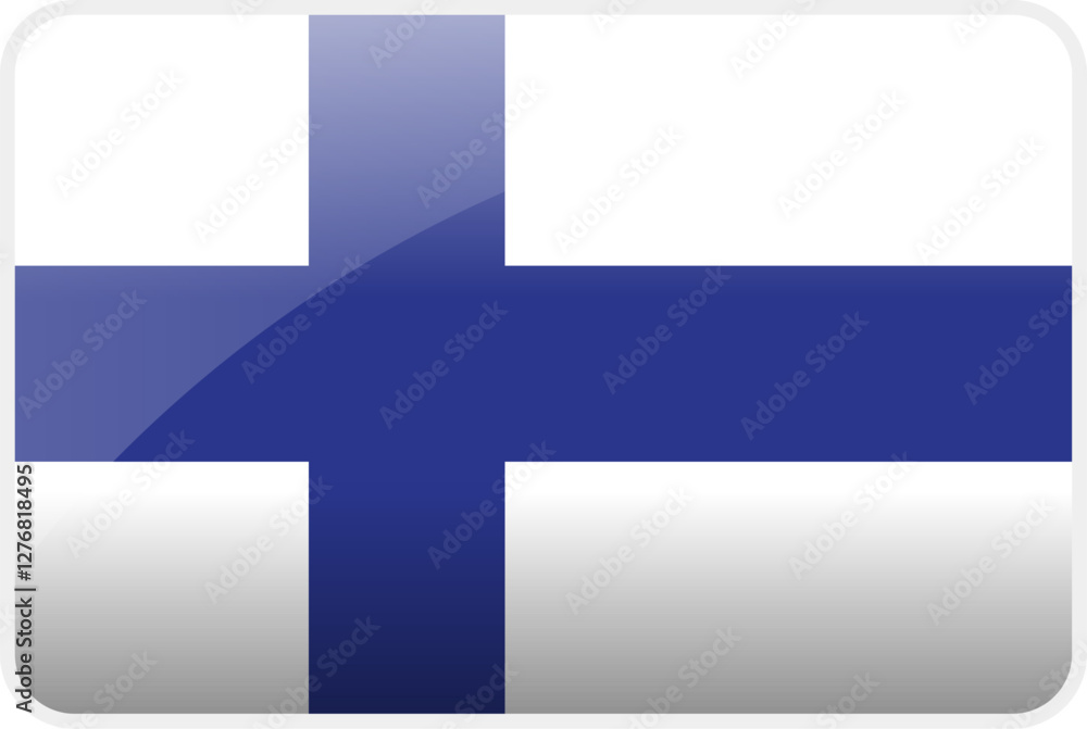 Naklejka premium Flag Icon of Finland Country,National Vector Flag Iconic Symbol and Colors of French flag.