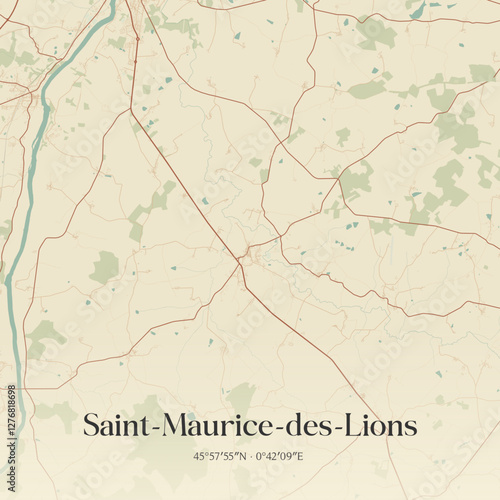 Vintage map of Saint-Maurice-des-Lions, France.