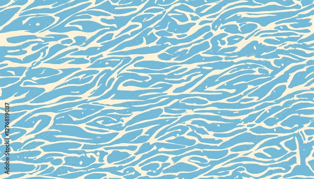 Fototapeta premium A seamless pattern of light blue and cream colored waves.