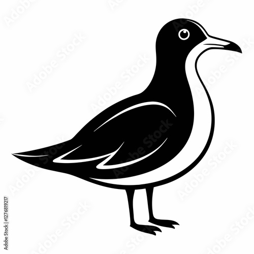 Seagull Bird Silhouette Vector Icon White Background