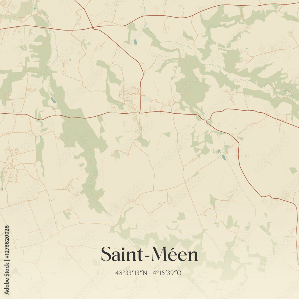 Obraz premium Vintage map of Saint-Méen, France.