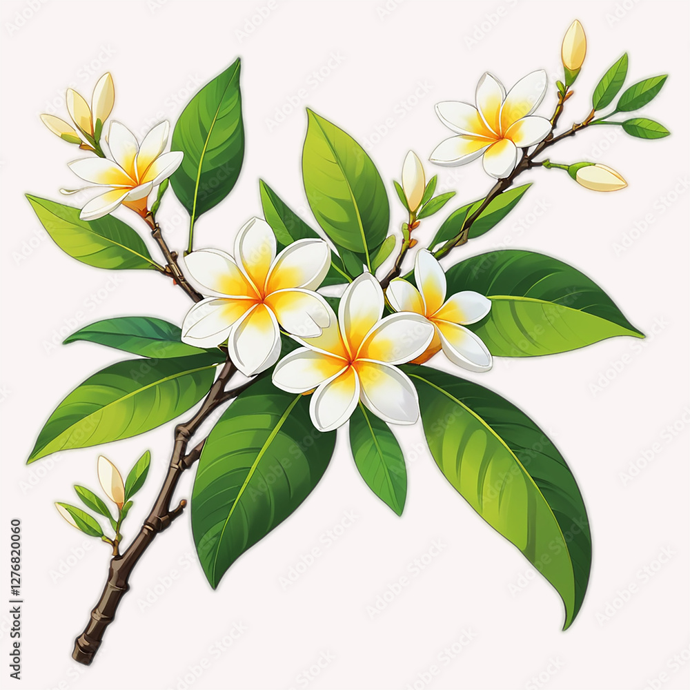 Obraz premium Simple Botanical Blossom On a White Background 