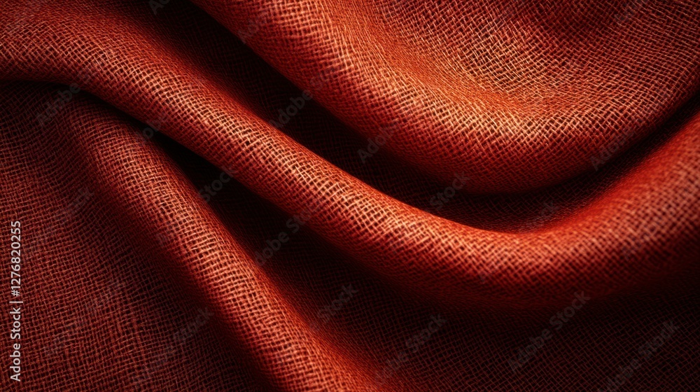 Russet fabric draped in flowing folds; textured surface Russet fabric draped in flowing folds; textured surface