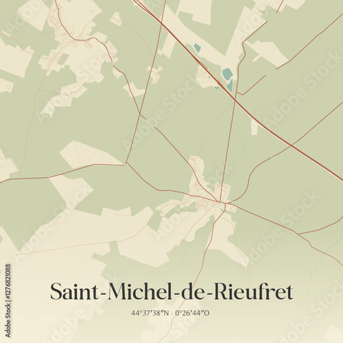 Vintage map of Saint-Michel-de-Rieufret, France.