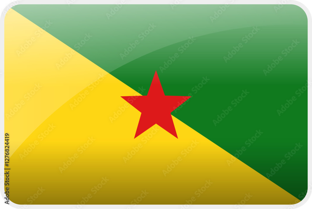 Flag Icon of French Guiana Country,National Vector Flag Iconic Symbol and Colors of French Guiana flag. Flag Icon of French Guiana Country,National Vector Flag Iconic Symbol and Colors of French Guiana flag.
