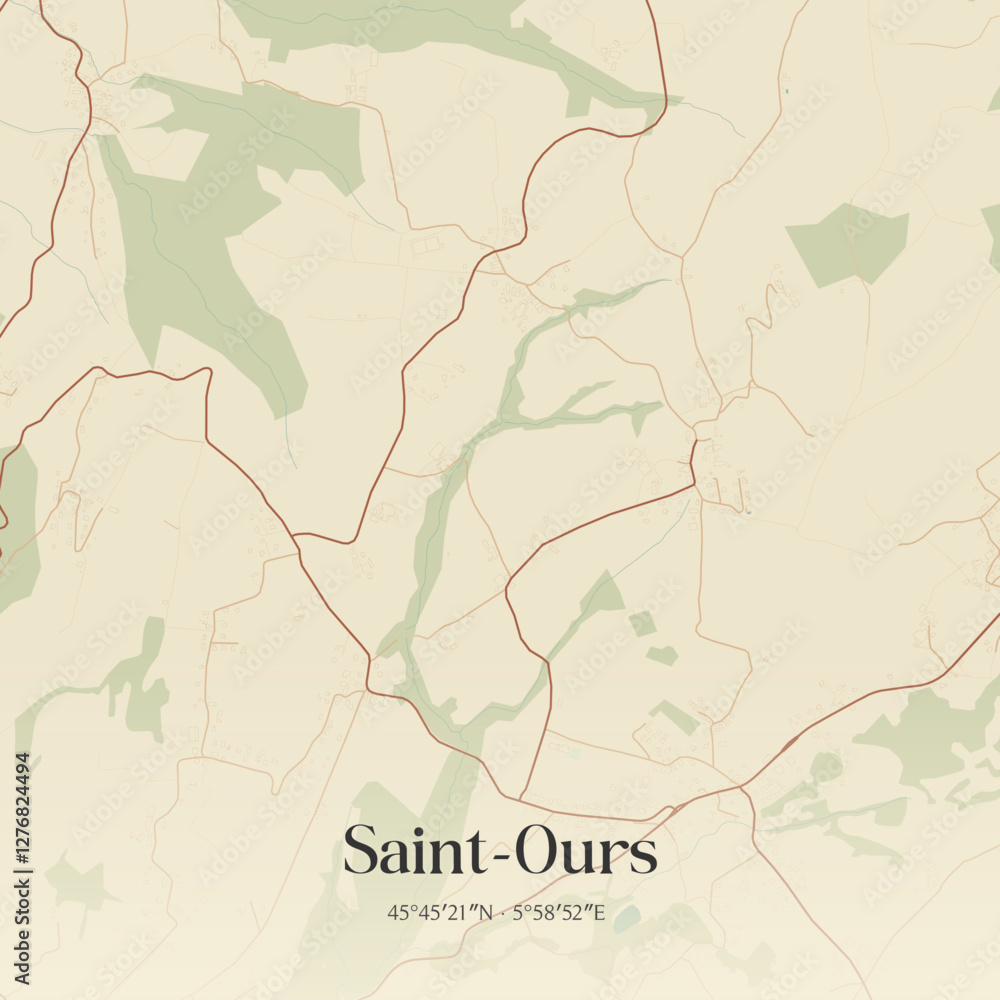 Fototapeta premium Vintage map of Saint-Ours, France.