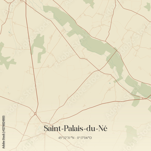 Vintage map of Saint-Palais-du-Né, France.