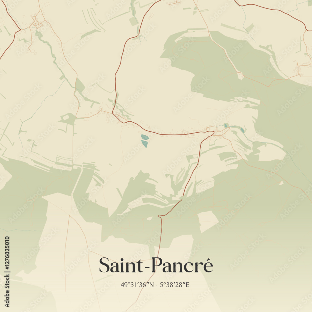 Obraz premium Vintage map of Saint-Pancré, France.