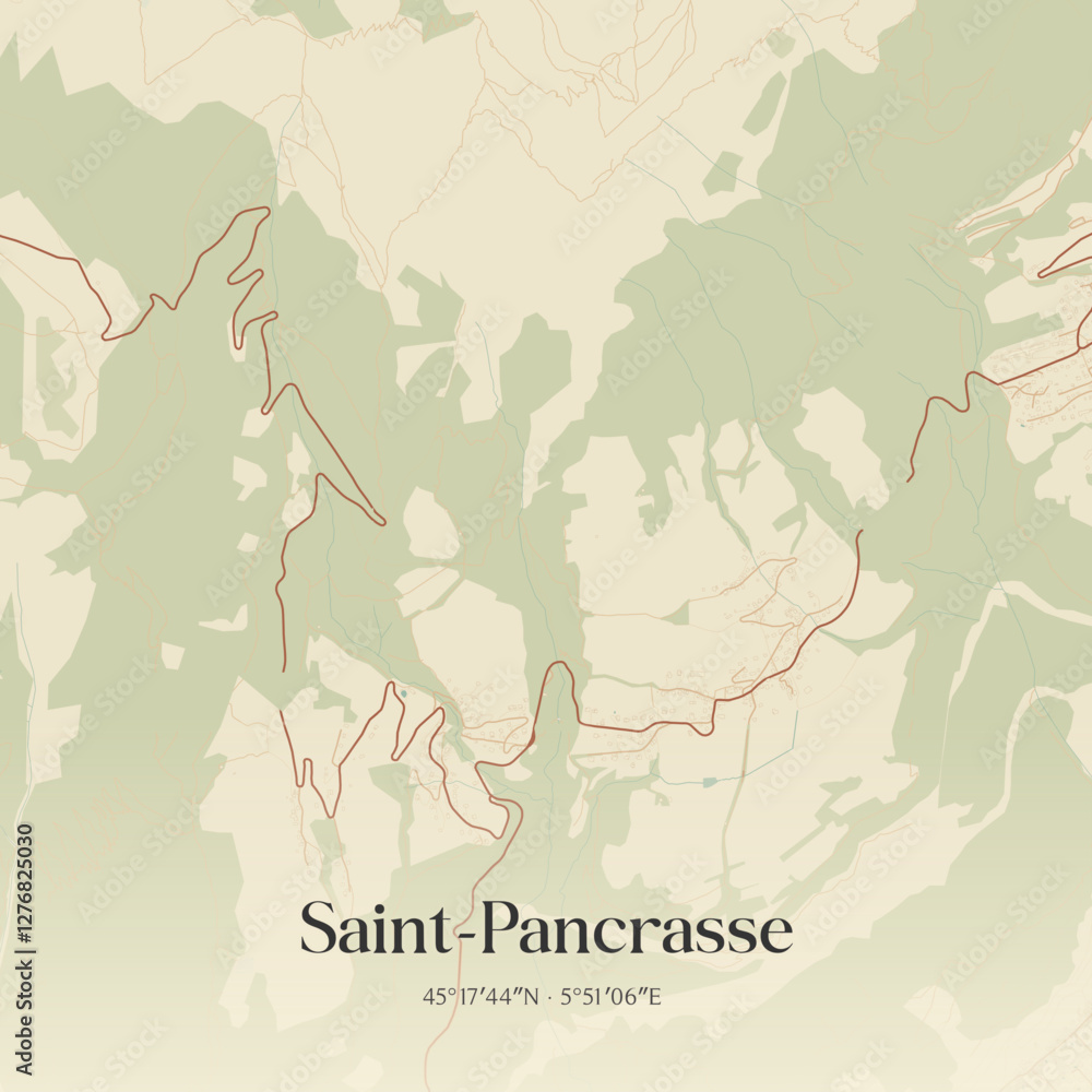 Obraz premium Vintage map of Saint-Pancrasse, France.
