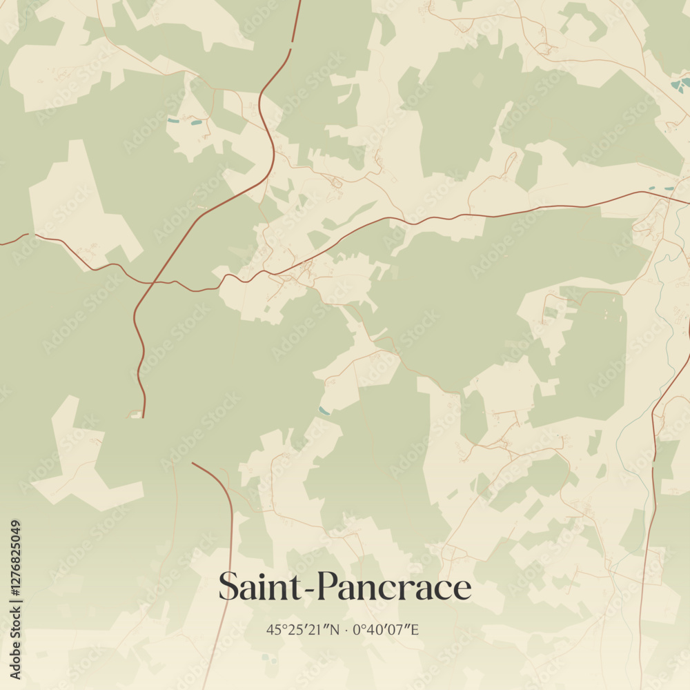 Fototapeta premium Vintage map of Saint-Pancrace, France.