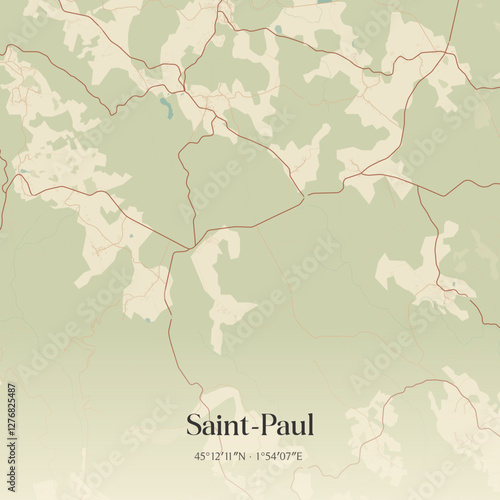 Vintage map of Saint-Paul, France.