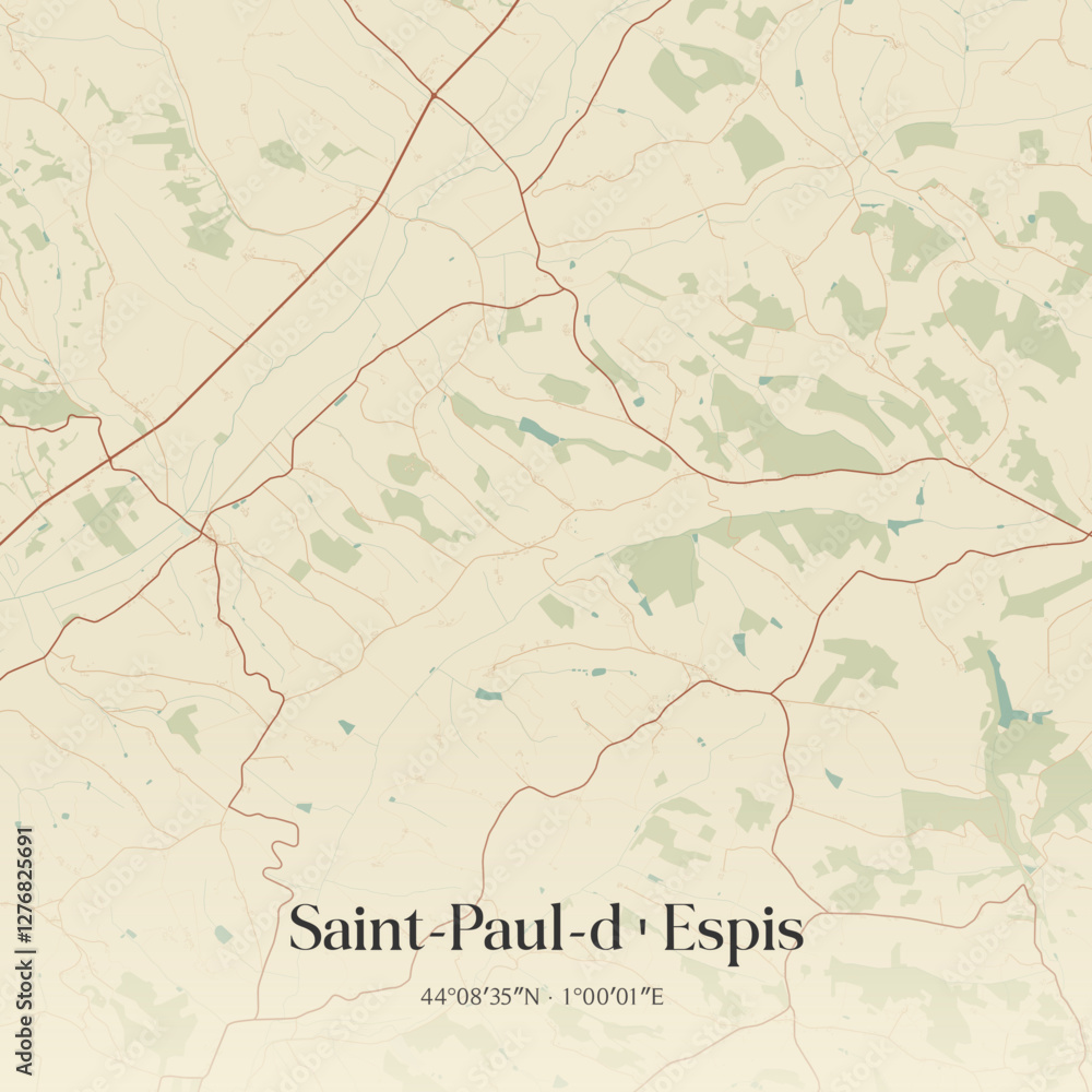 Fototapeta premium Vintage map of Saint-Paul-d'Espis, France.
