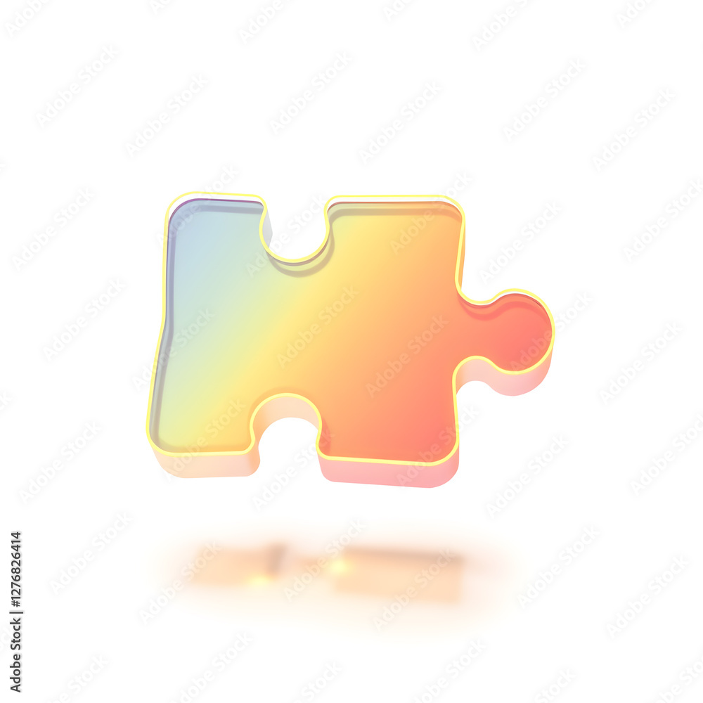Puzzle holographic 3D icon. neon symbol vector illustration isolated on white background. Generative AI Puzzle holographic 3D icon. neon symbol vector illustration isolated on white background. Generative AI
