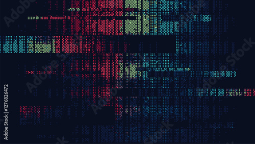 A digital background of pixelated computer code. data visualization of complex code. computer glitch code texture. vector illustration.