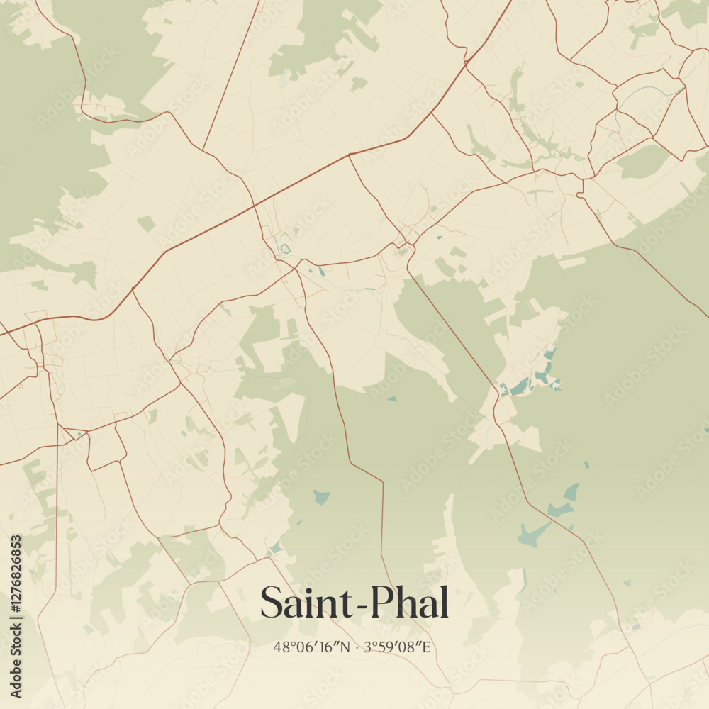 Obraz premium Vintage map of Saint-Phal, France.